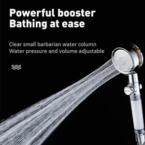 High Pressure Shower head with filters Vortex hydro jet Turbo Propeller 360 Degrees Rotating Easy Install(I-Blue) AD