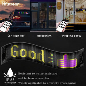 Nfutreon LED Matrix Panel Flexible LED Screen - Bluetooth App Control USB 5V LED Sign Display for Car Windows, Shops, Bars, and Entrances (14.6x3.6” Scrolling Text & Animation)